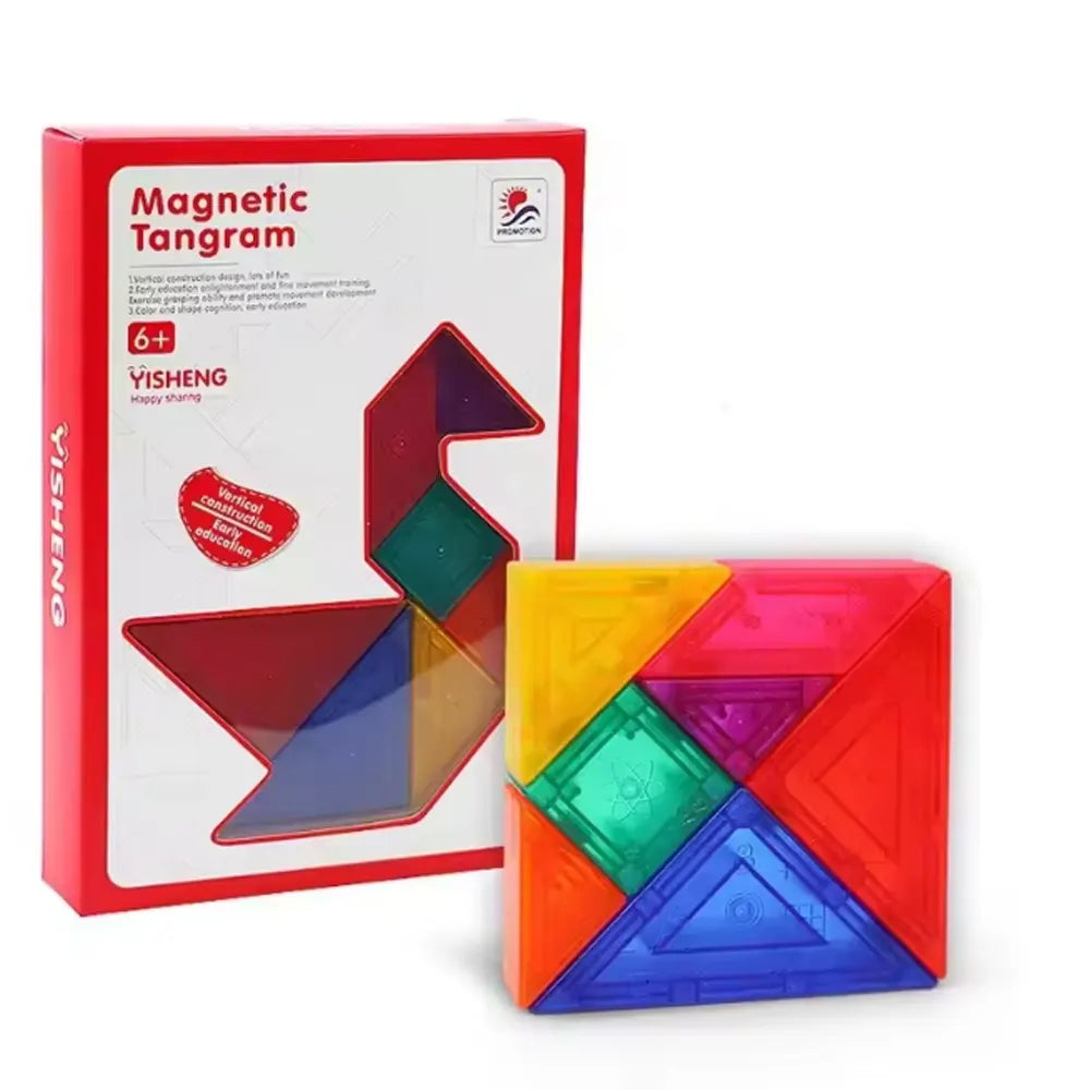 Tangram magnétique multicolore : 9 pièces et cartes dès 6 ans