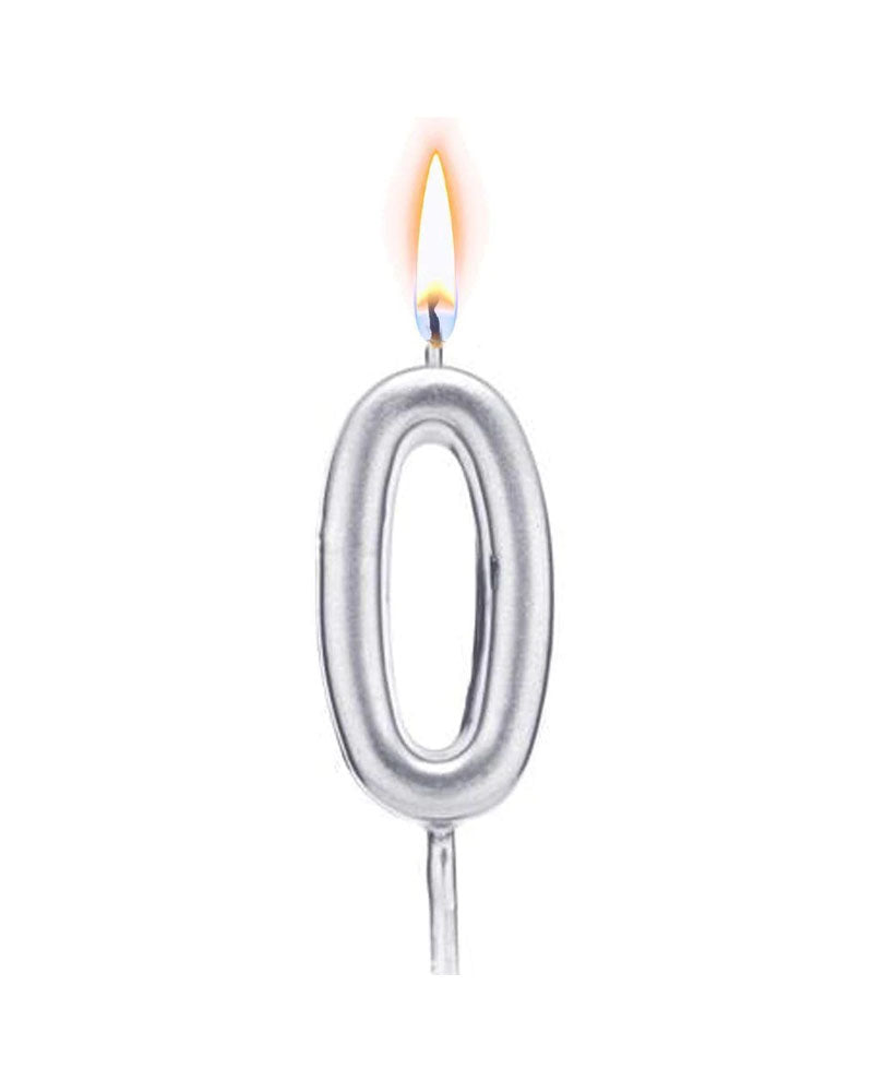 Bougie zéro argentée de 8 cm pour gâteau