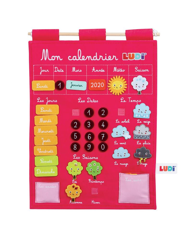 Calendrier mural rose jours, dates et météo Ludi 3A+