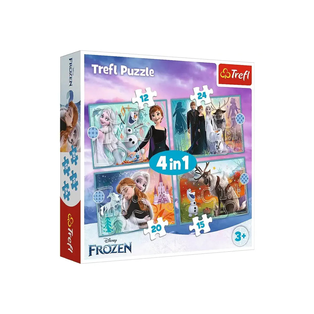 Les aventures de Frozen réunies en quatre puzzles Trefl dès 3 ans