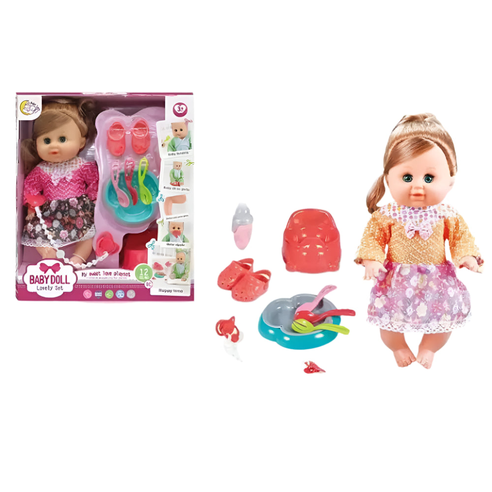 Poupée interactive 29 cm avec chaise haute et accessoires, 3 ans+