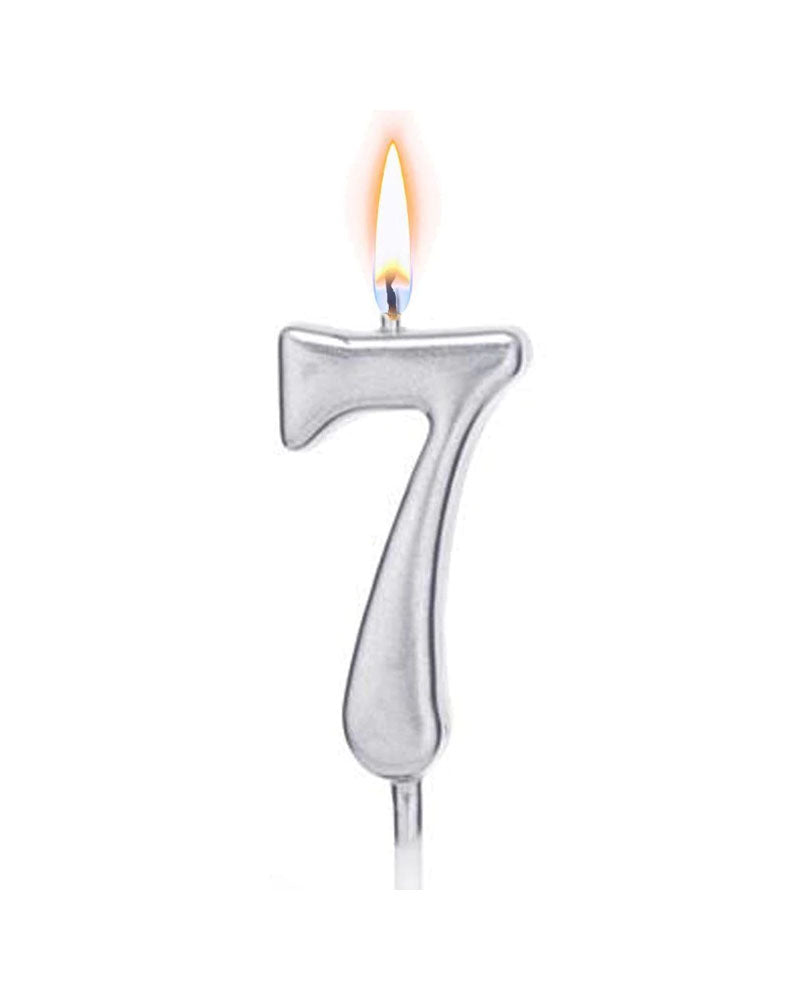 Bougie argentée chiffre 7, une touche festive pour le gâteau