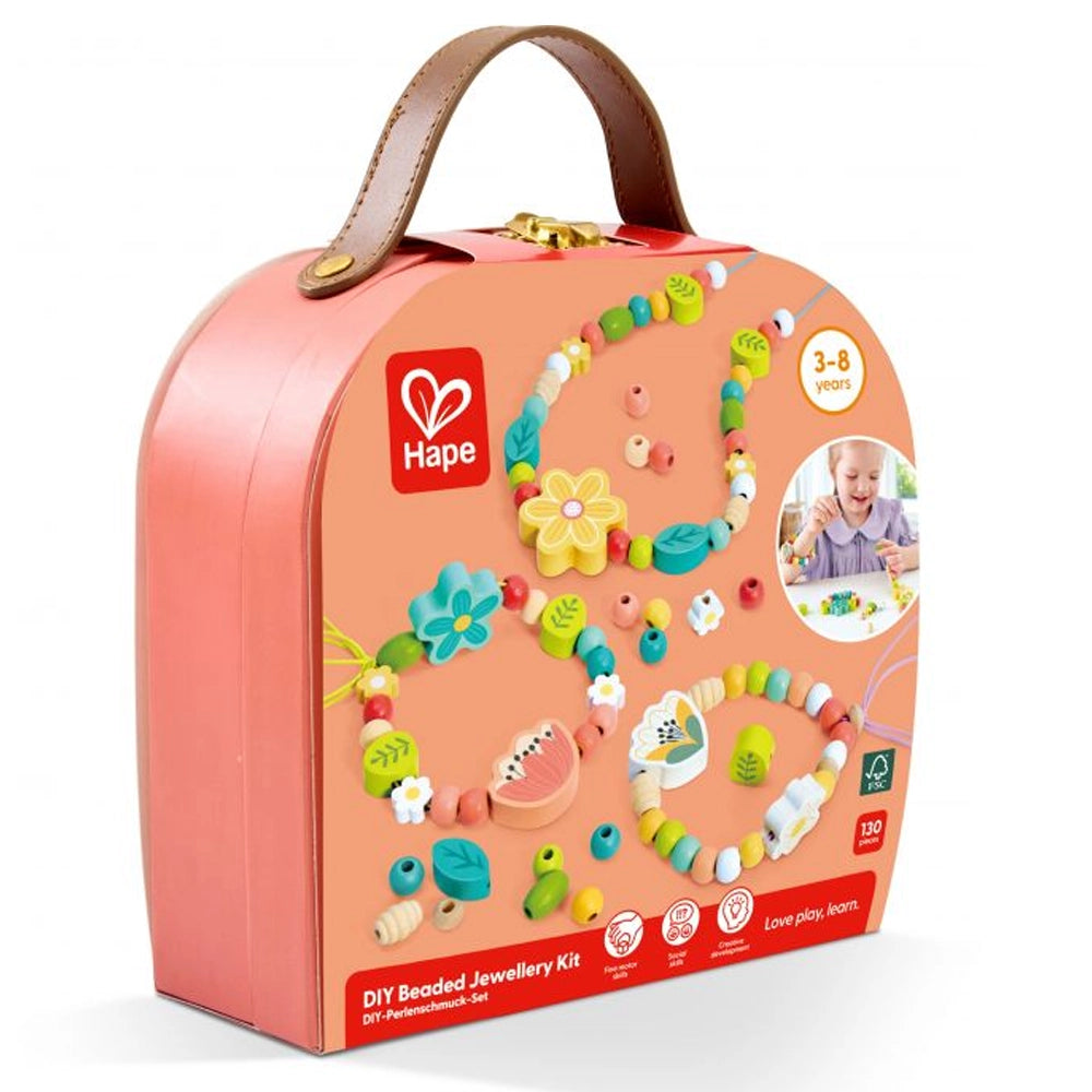 Coffret créatif de bijoux fleuris en perles de bois, 3–8 ans