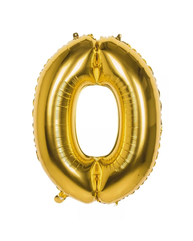 Ballon chiffre zéro doré, format 40 cm