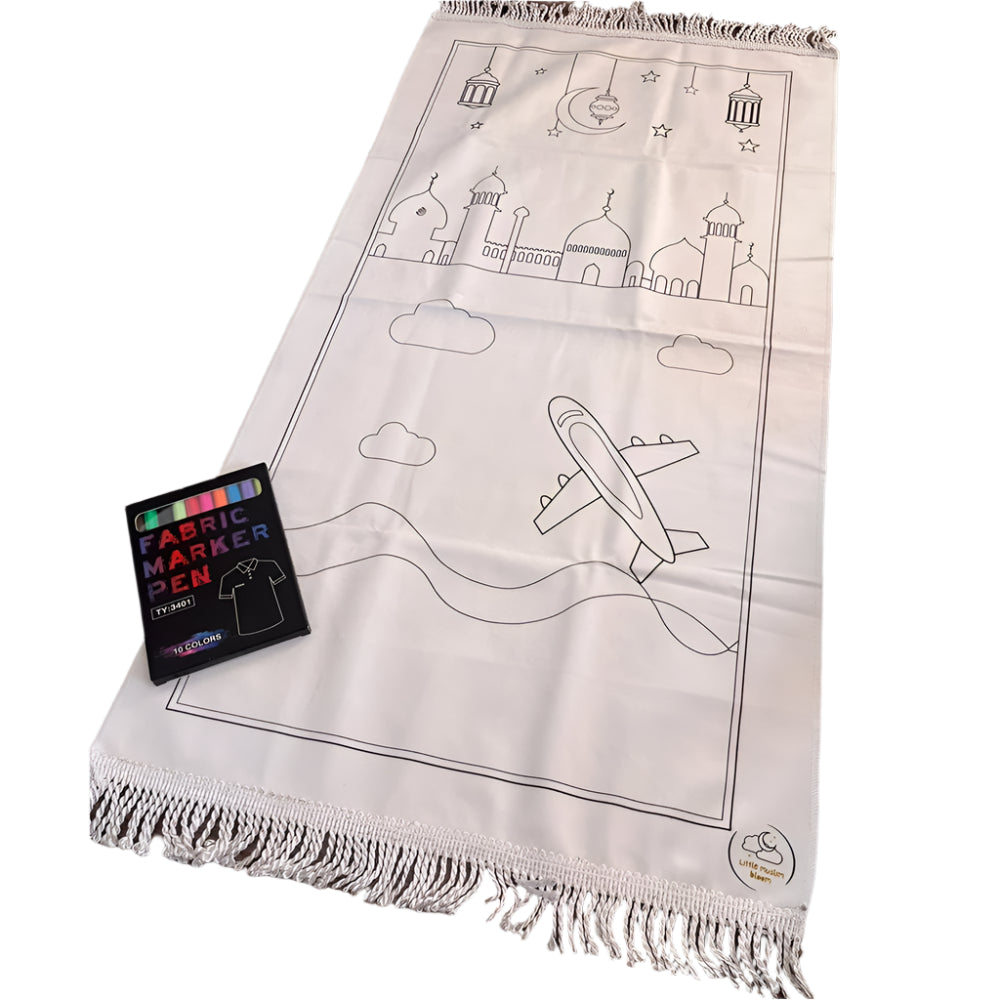 Tapis de prière illustré à personnaliser avec feutres dès 2 ans