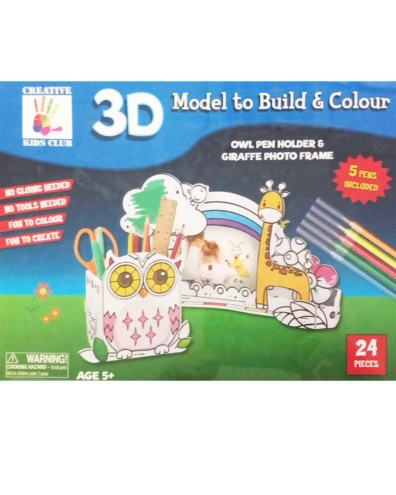 Kit créatif 3D hibou porte-crayons et cadre photo girafe