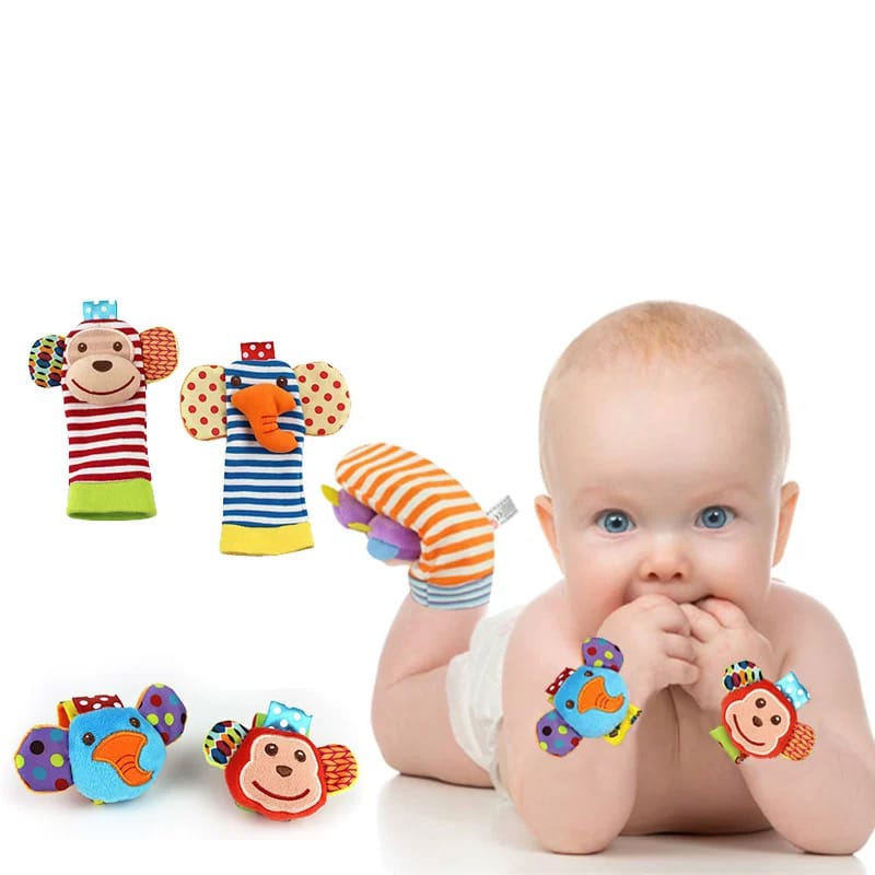 Chaussettes-hochets et bracelets animaux pour bébé 0M+