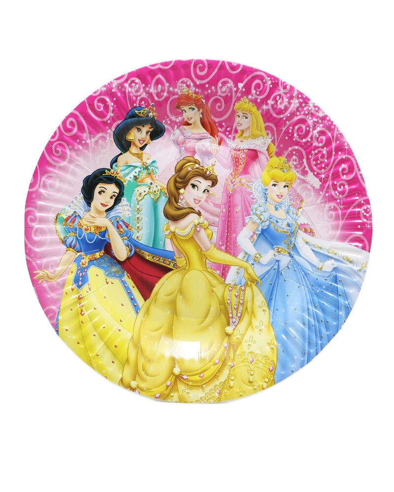 Table de conte : 10 assiettes en papier illustrées de princesses