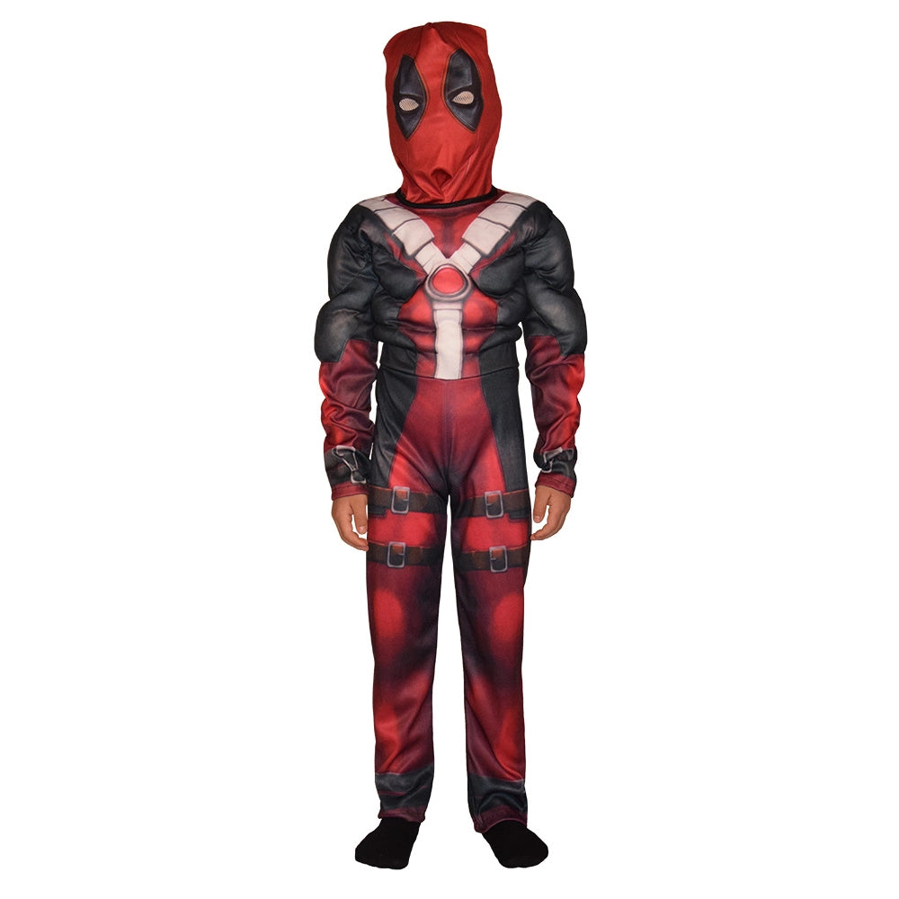 Combinaison de carnaval rouge et noire à cagoule, taille S