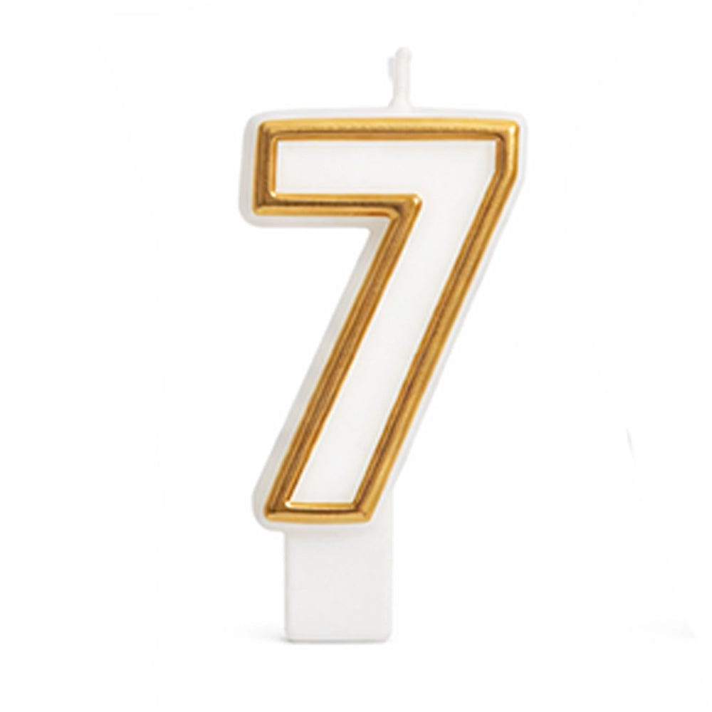 Le sept blanc bordé d’or, bougie pour gâteau