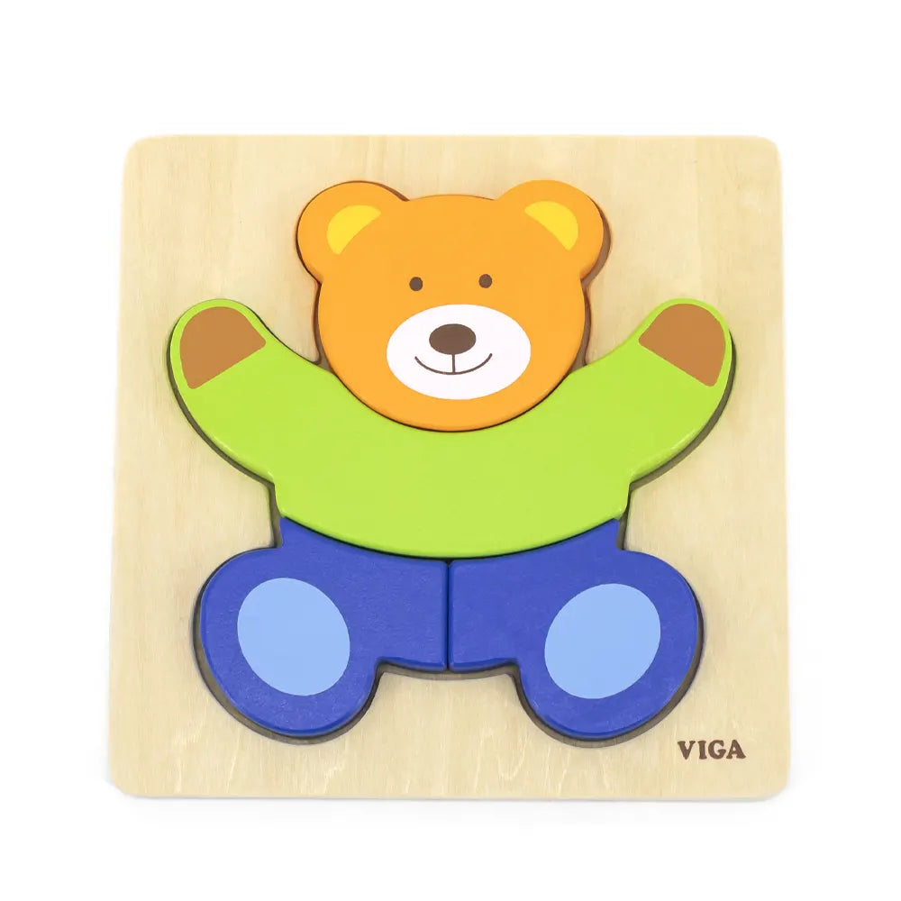 Puzzle Ourson Habillé Bois 4 Pièces Épaisses Viga Toys 18M+