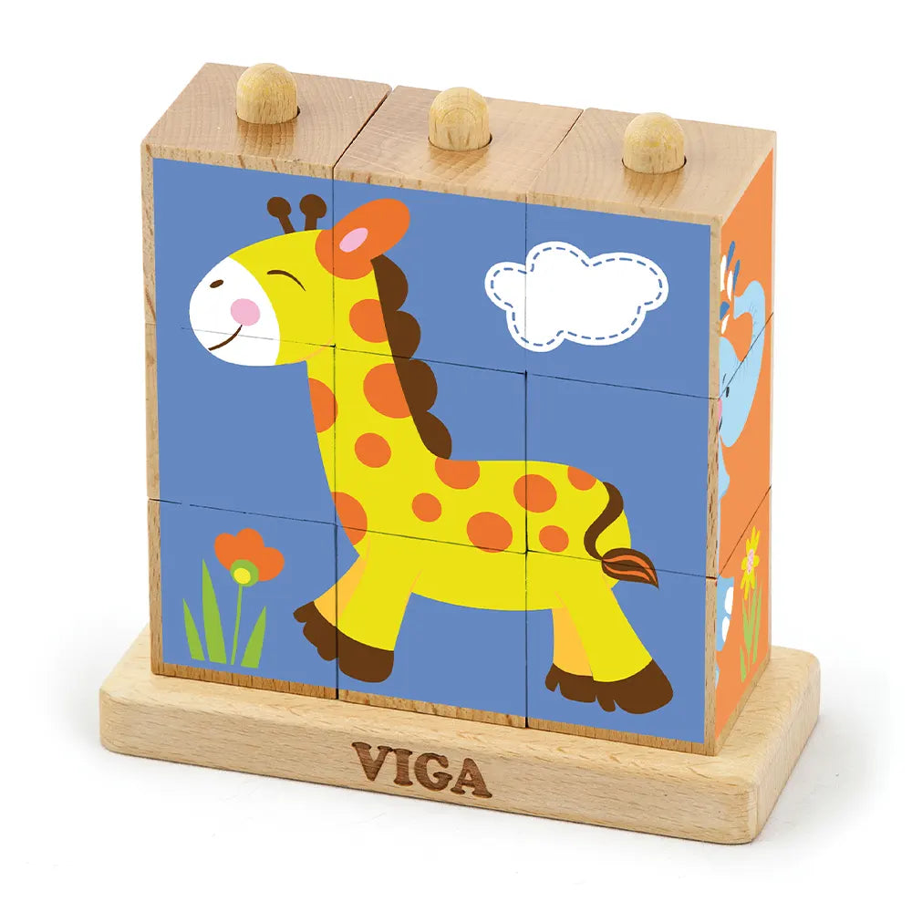 Puzzle Cubes Empilables Animaux de la Jungle Viga Toys