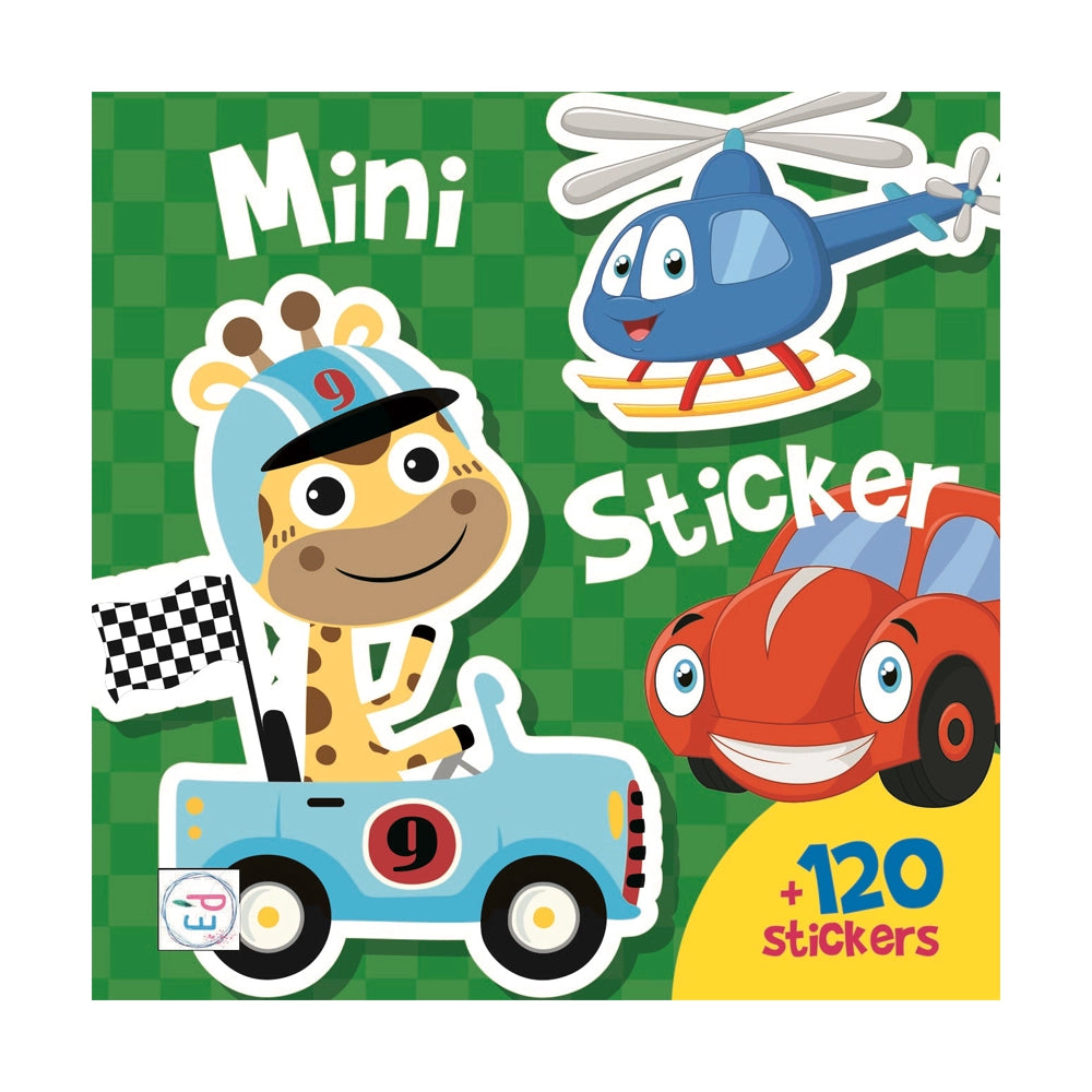 Petit livre de stickers voitures, hélicoptère et girafe