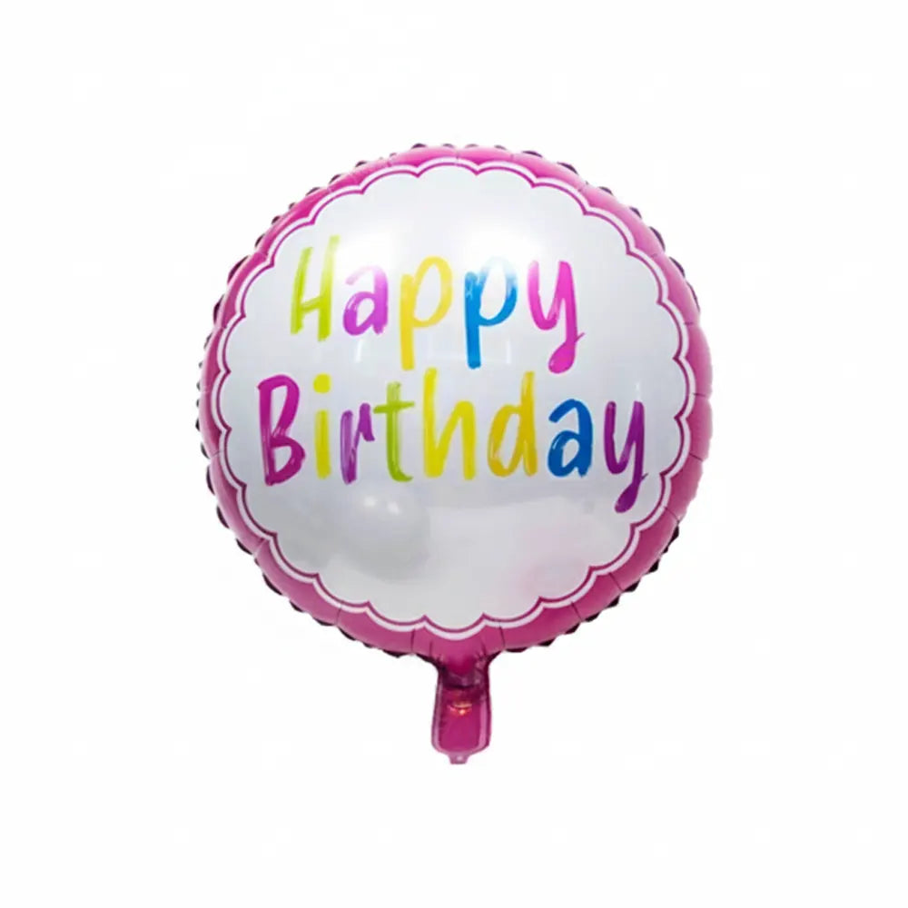 Ballon rond « Happy Birthday » à bord rose, 45 cm