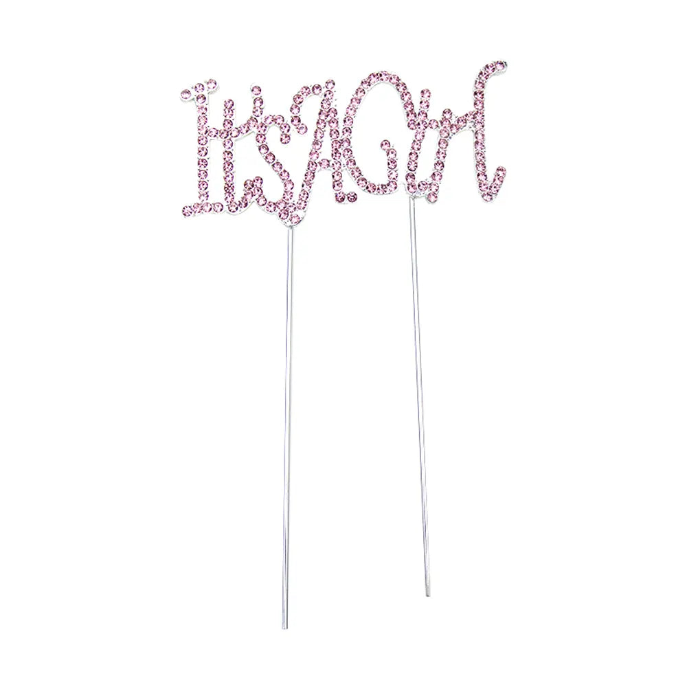 Cake topper rose « It’s a Girl » à lettres ornées de strass