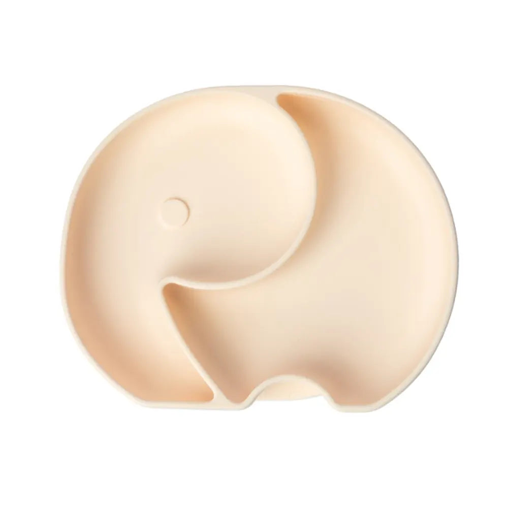 Assiette en silicone crème à silhouette d’éléphant, dès 4 mois