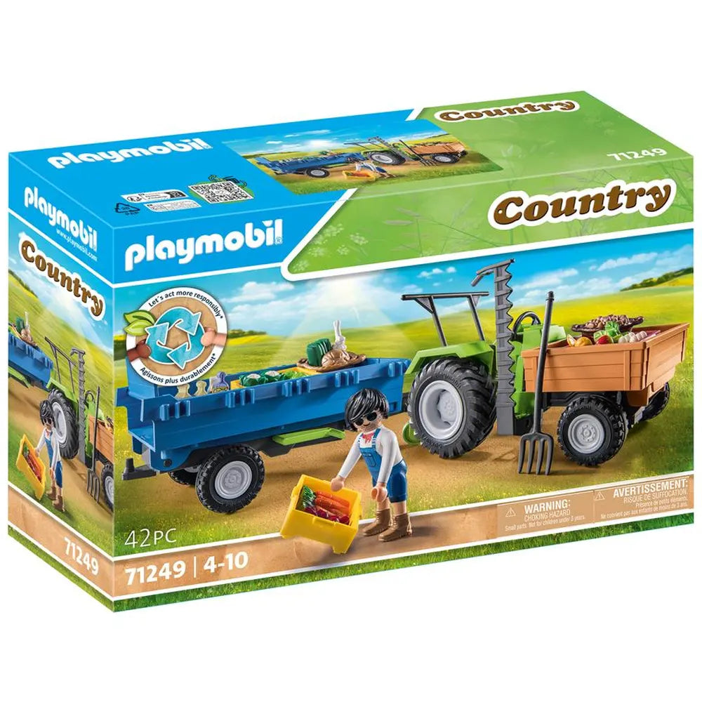 Récolte à la ferme : tracteur Playmobil Country et remorque basculante