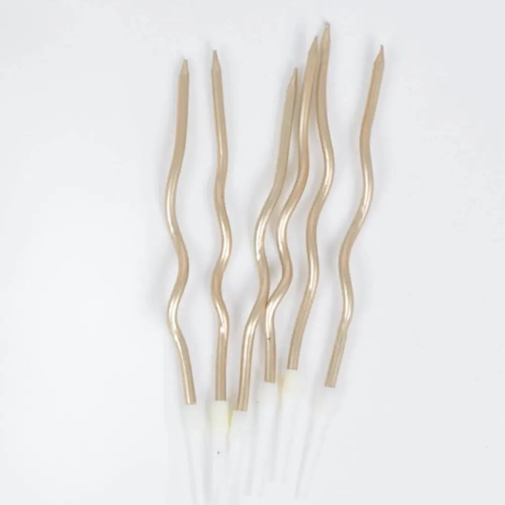 Bougies ondulées dorées pour gâteau, lot de six