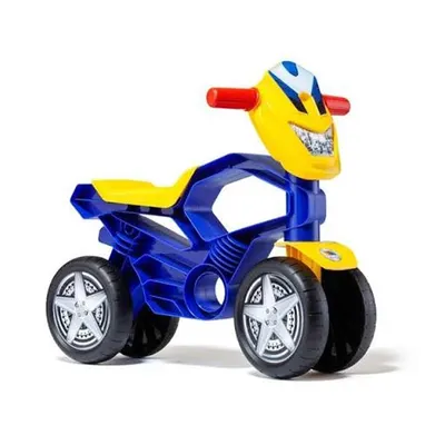 Trotteur moto bleu et jaune à quatre roues 12-36 mois