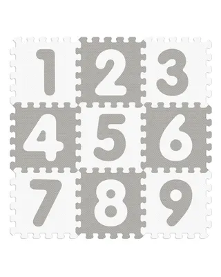 Dalles emboîtables numérotées 1 à 9, gris et blanc