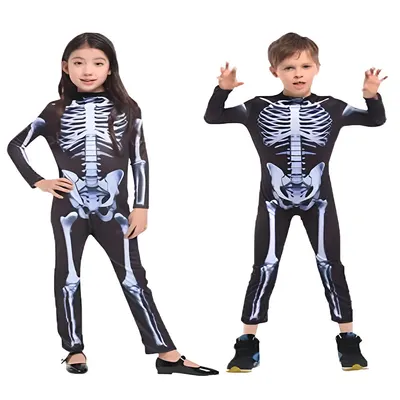 Combinaison squelette noire et blanche pour enfant