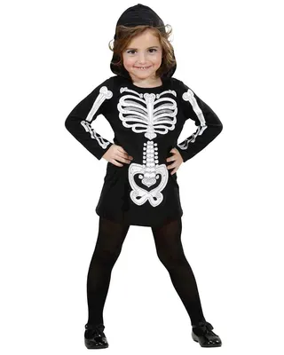Déguisement squelette noir et blanc à manches longues – 4-5 ans