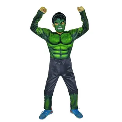 Combinaison verte de héros musclé avec masque pour enfant