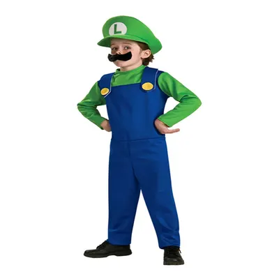 Luigi en vert et bleu : costume enfant avec chapeau et moustache