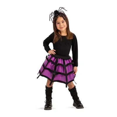 Parure d’Halloween violette avec jupe toile et serre-tête araignée