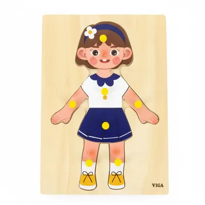 Puzzle Anatomie Enfant Bois 7 Pièces à Boutons Viga Toys 18M+