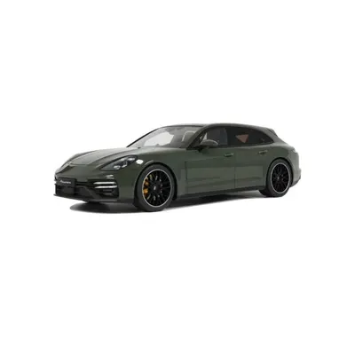 Voiture miniature Porsche Panamera kaki au profil urbain