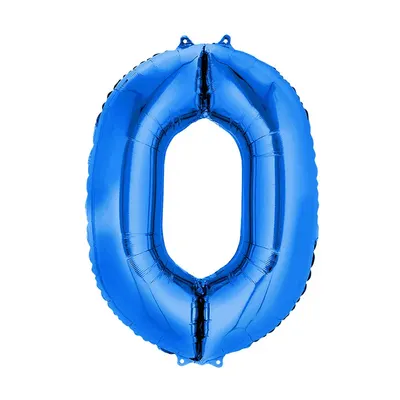 Ballon zéro bleu en film d’aluminium, format 86 cm