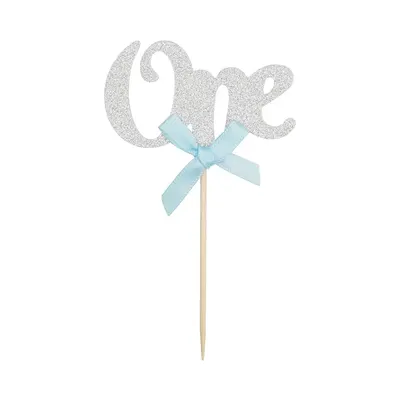 Pics à cupcakes ONE argentés pour premier anniversaire, lot de 10