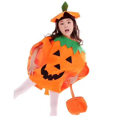 Ensemble Citrouille d’Halloween avec Tunique, Sac et Chapeau
