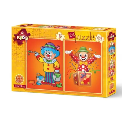 Deux scènes de clowns à assembler – puzzle 12 et 24 pièces