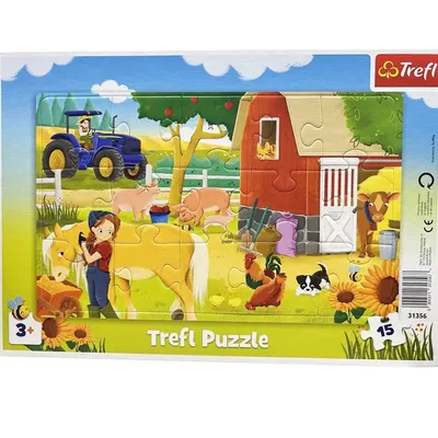 Puzzle encadré La journée à la ferme, 15 pièces dès 3 ans
