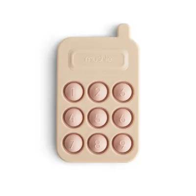 Téléphone à boutons à presser Mushie, silicone blush, dès 10 mois