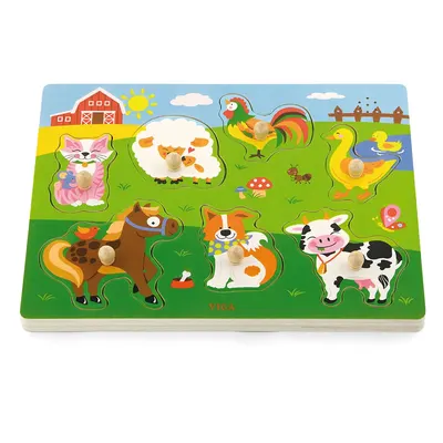 Puzzle Sonore Animaux de la Ferme Bois 7 Pièces Viga Toys 18M+