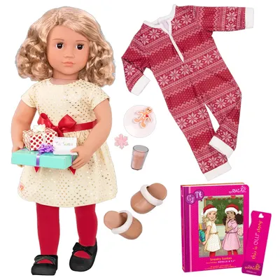 Noëlle, poupée de 46 cm en robe ivoire et nœud rouge