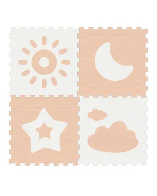 Tapis puzzle météo beige et blanc, dalles à emboîter
