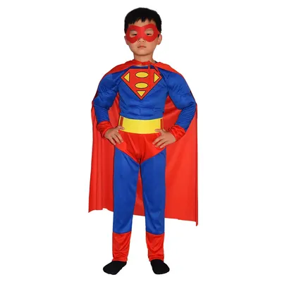 L'heure du héros : costume Superman enfant, emblème, cape et masque