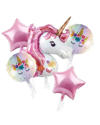 Licorne en fête : assortiment de cinq ballons décoratifs