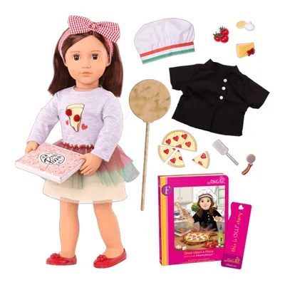 Francesca, poupée pizzaiola de 46 cm avec livre et accessoires