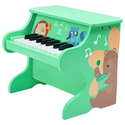 Piano d’éveil en bois, 18 touches et décor animalier
