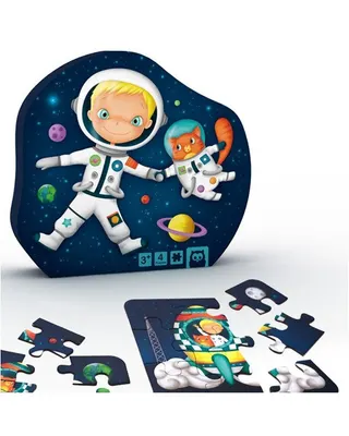 Puzzle spatial à 4 niveaux : jeune astronaute et chat