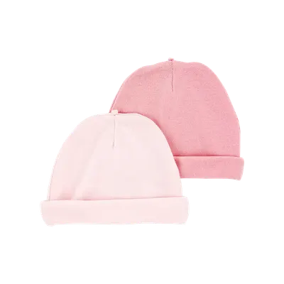 Duo de bonnets roses à revers pour nouveau-né Carter’s, 0–3 mois
