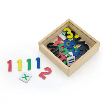 Coffret 37 Chiffres Magnétiques Bois Colorés Viga Toys 3 Ans+