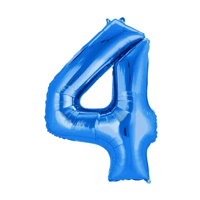 Le chiffre quatre en bleu brillant — ballon alu 36 cm