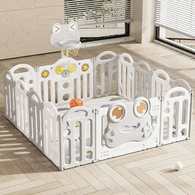 Espace de jeu 150 × 150 cm, clôture pliante 12+2 et panier de basket