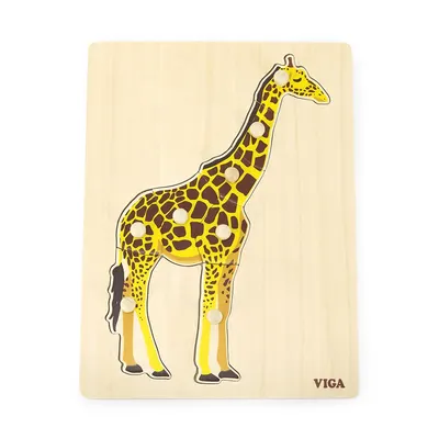 Puzzle Girafe Bois 7 Pièces à Boutons Viga Toys 18M+